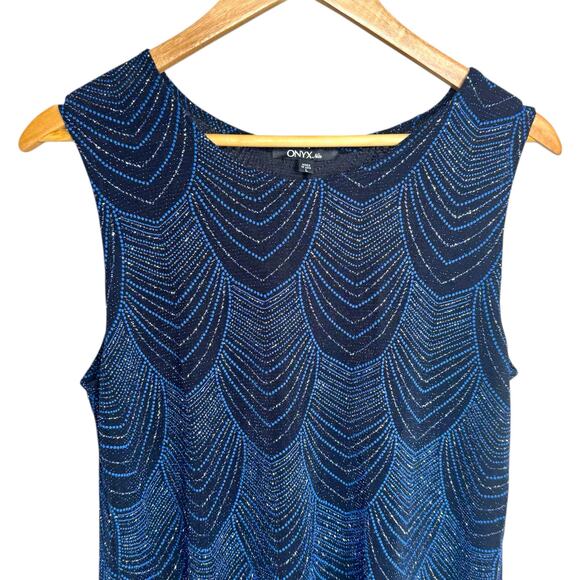 Onyx Nite Metallic Sleeveless Tunic Top M - Picture 3 of 5